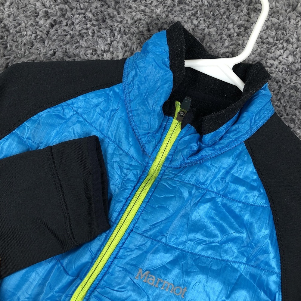 Marmot Jacket Mens Large Blue Black Polartec Softshell Insulated Full Zip